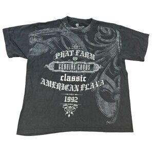 Vintage Y2K Phat Farm T-Shirt AOP Black Silver Size L Classic American | W1